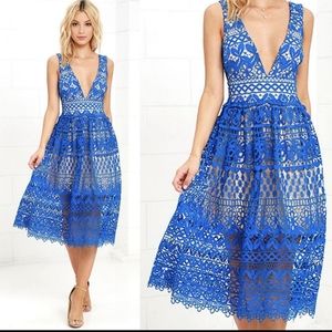 Lulus Blue Lace Crochet Midi Dress Size Small